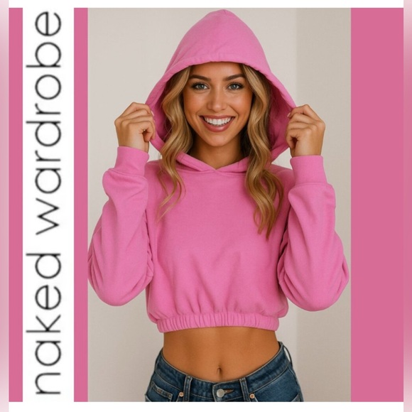 New Naked Wardrobe Women Pink Hoodie Size Large - Picture 8 of 9